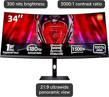 Amazon.com: XIAOMI Curved Gaming Monitor 34-inch 180Hz High Reshed Amazon.com: XIAOMI Curved Gaming Monitor 34-inch 180Hz High Reshed
